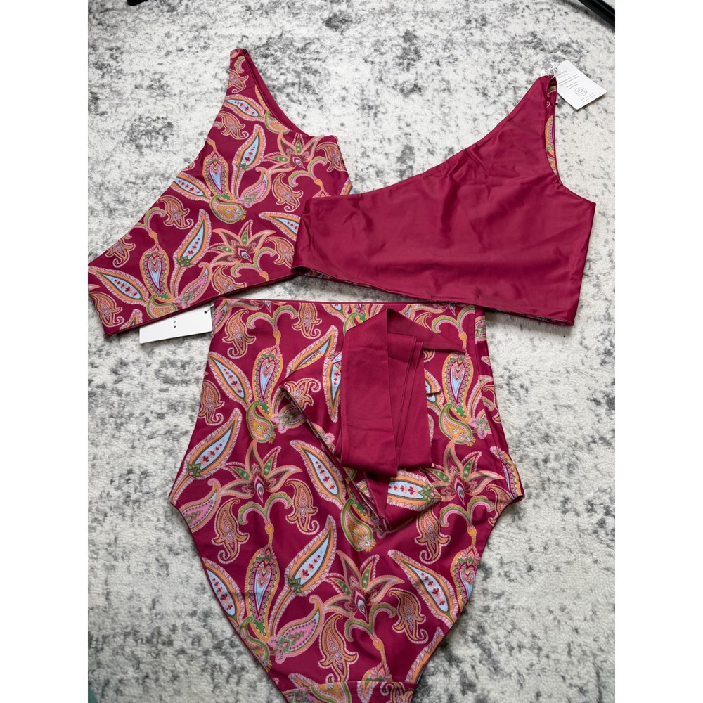 BAIIA Reversible 5-Piece Bikini Magenta Paisley Wrap Women's 14 NEW - Picture 7 of 10
